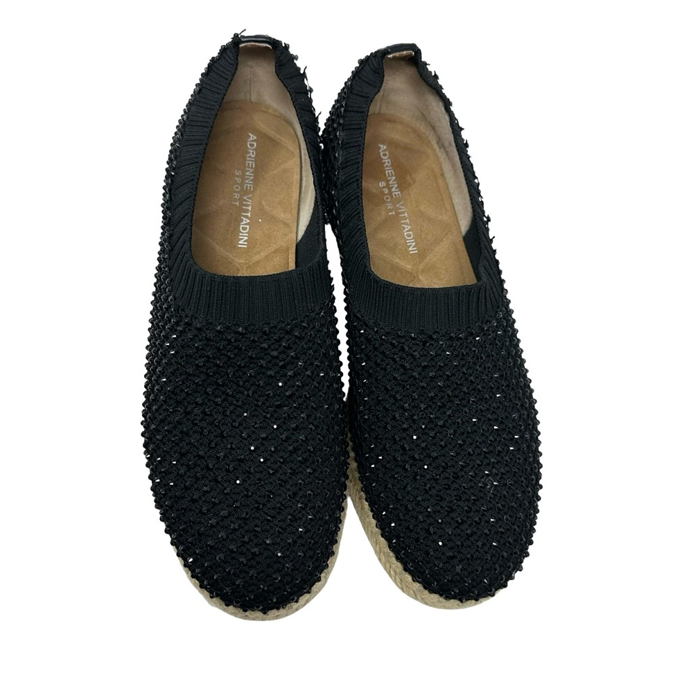 Adrienne Vittadini Sport Nicola Black Sequin Slip On Espadrille Wedges Size 9 - Picture 4 of 12